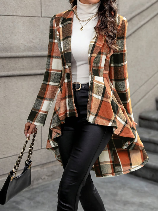 Stylish Plaid Flare Jacket