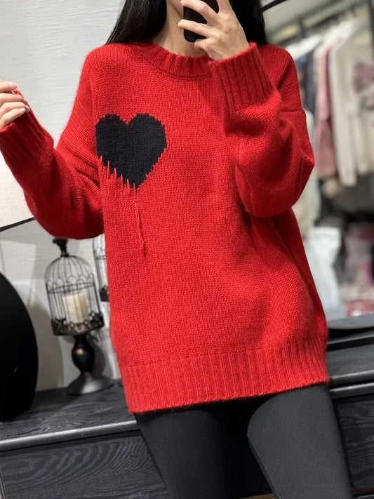 Women's Casual Round Neck Wool Knitted Sweater