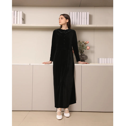 Autumn and Winter Women Velvet Cardigan and Strap Dress