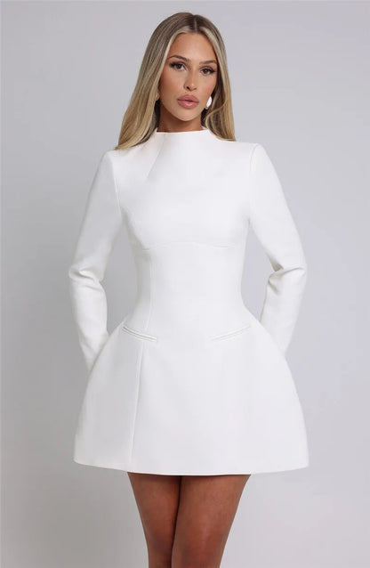 Autumn Winter Long Sleeve Backless Mini Dress For Women