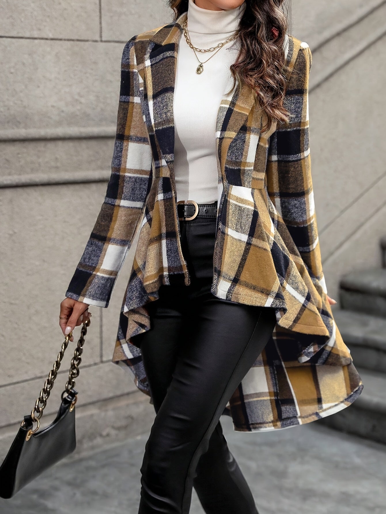 Stylish Plaid Flare Jacket